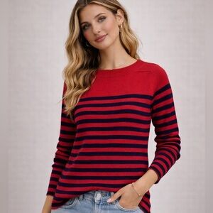 Vintage GAP Red Navy Striped Wool Sweater XS Y2K Breton Nautical Preppy Coastal